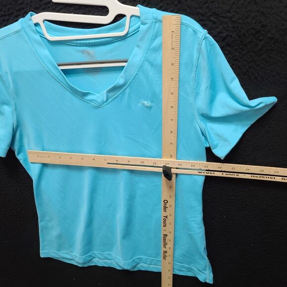 Athletic Works Womens T-Shirt Blue Size Medium Polyester Blend Stretch Pullover - Picture 4 of 12